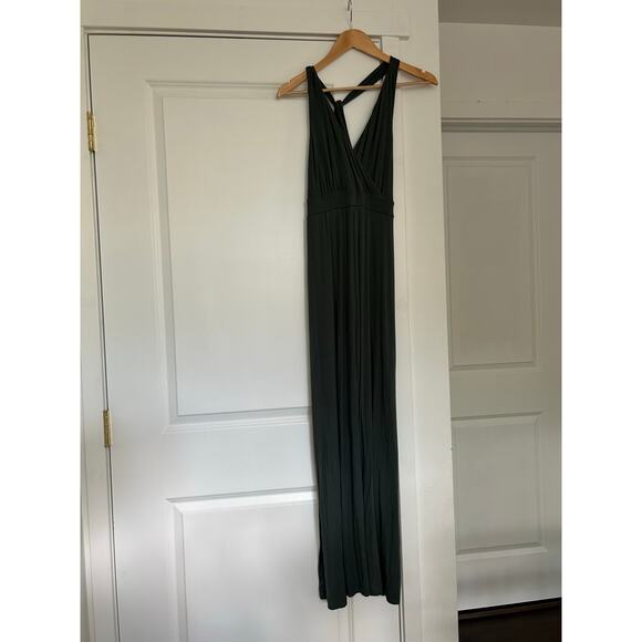Soma Weekend Soft Jersey Halter Maxi Bra Dress Nightwatch Olive Womens XS - Picture 4 of 12